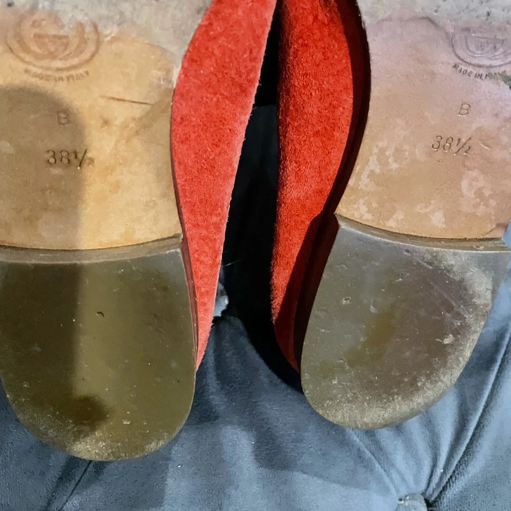 Gucci orange suede flats sz 38.5 US - Picture 7 of 8